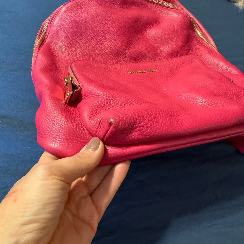 Michael Kors Cherry pink Backpack with Gold Accents